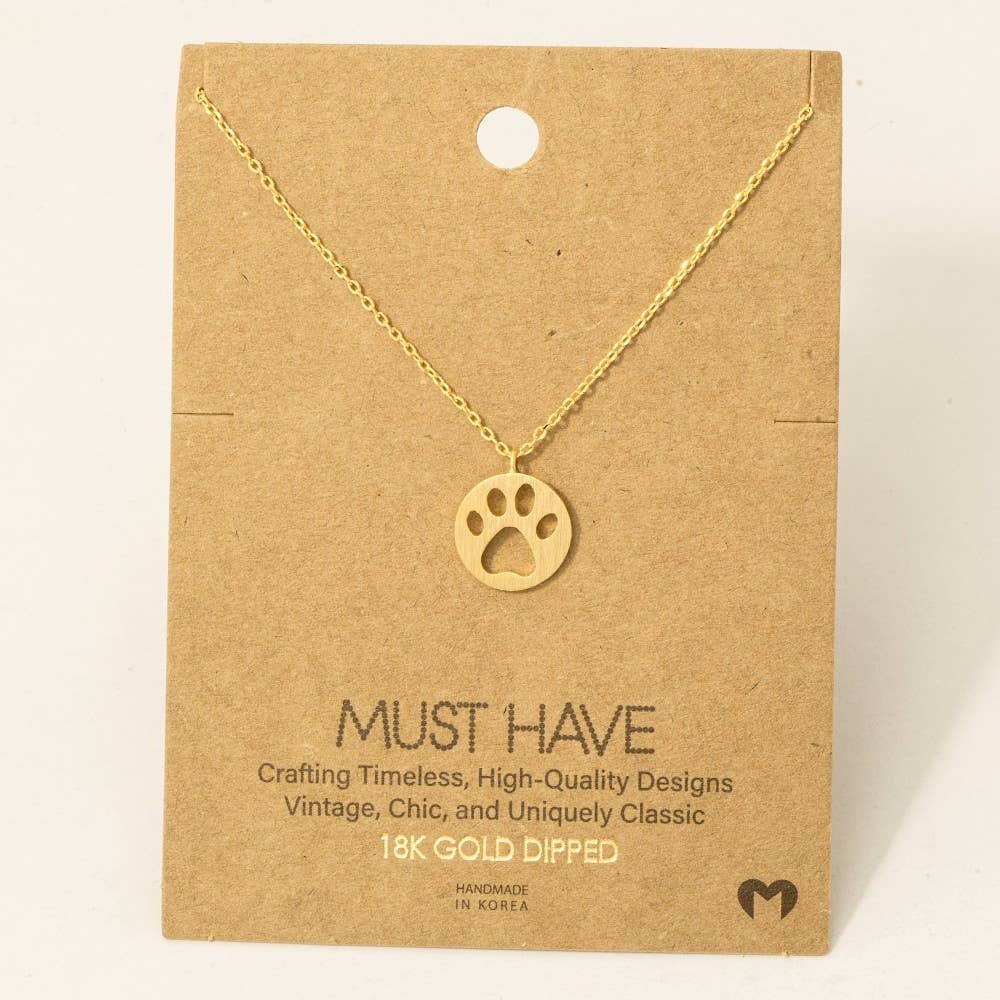 Paw Print Pendant Necklace: G
