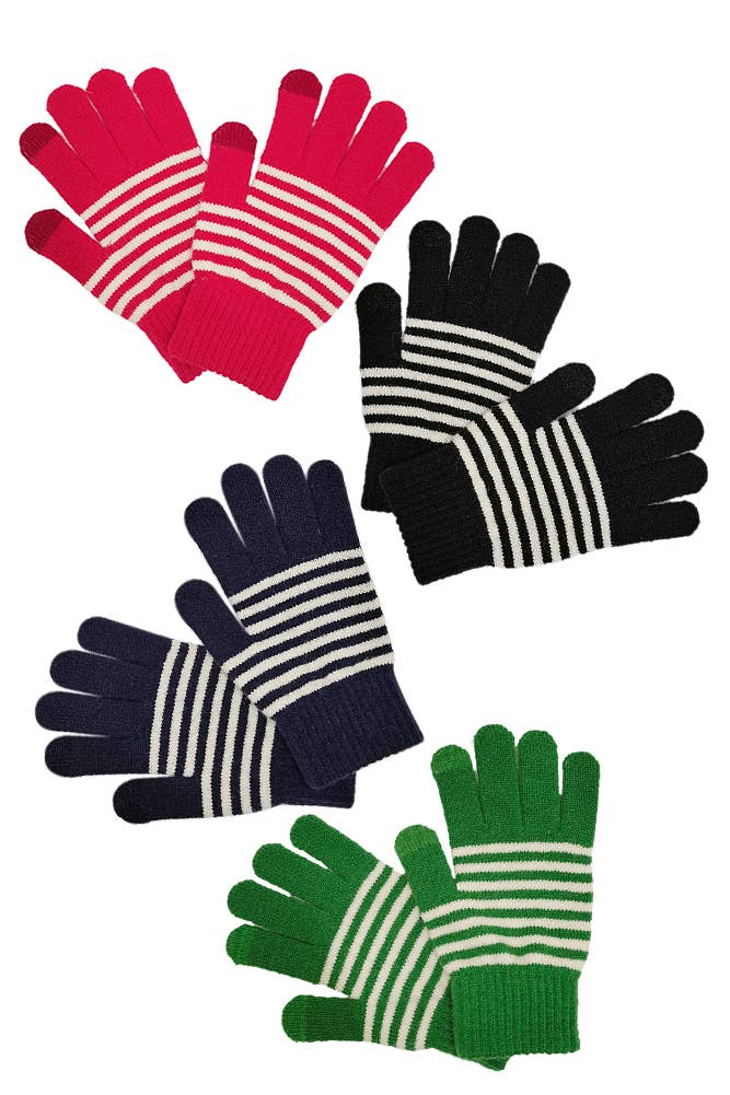 Holiday Striped Gloves: Red