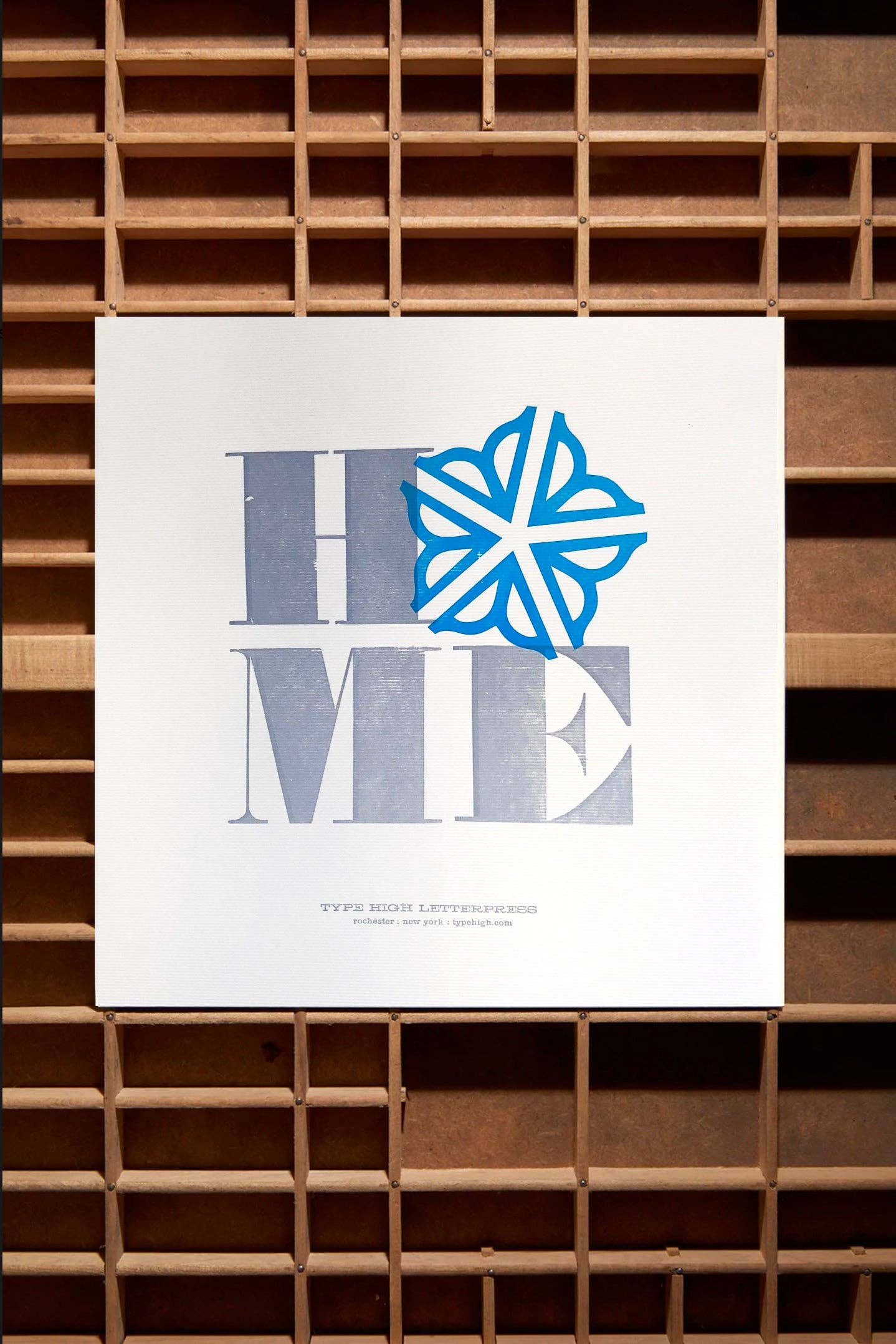 Home - Square - Rochester New York Letterpress Poster: White