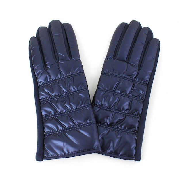 Shiny Puffer Gloves: Black
