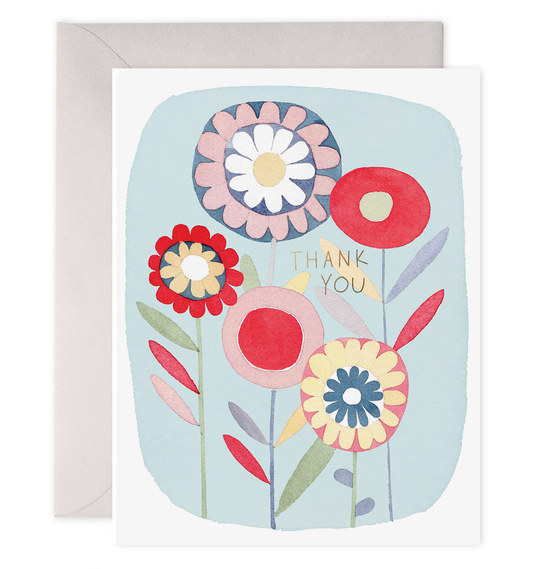 Folky Flowers | Thank You Greeting Card: 4.25 X 5.5 INCHES
