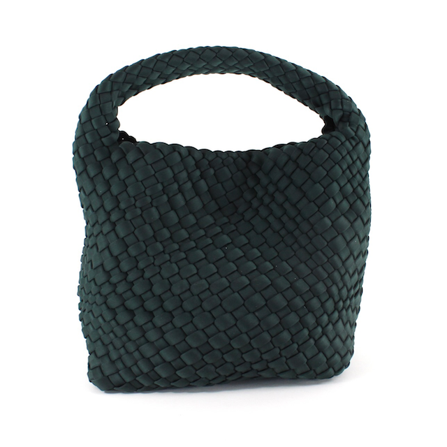 P23093 Small Nylon Woven Hobo Crossbody Bag w/Cosmetic Pouch: 01 Black