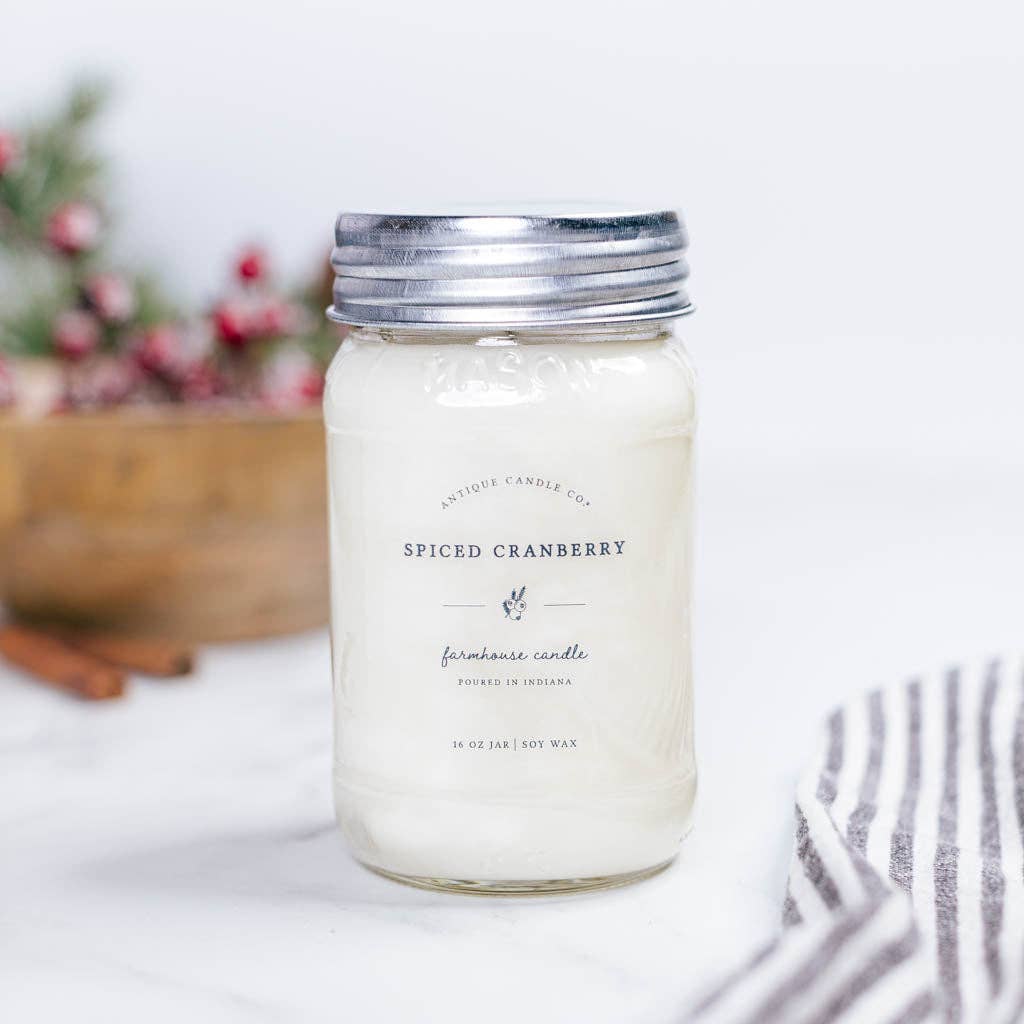 Spiced Cranberry - Soy Wax Mason Jar Candle: 2 oz