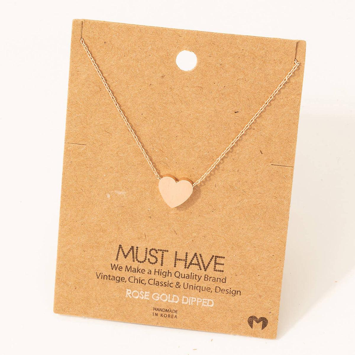 Brushed Heart Necklace: Gold