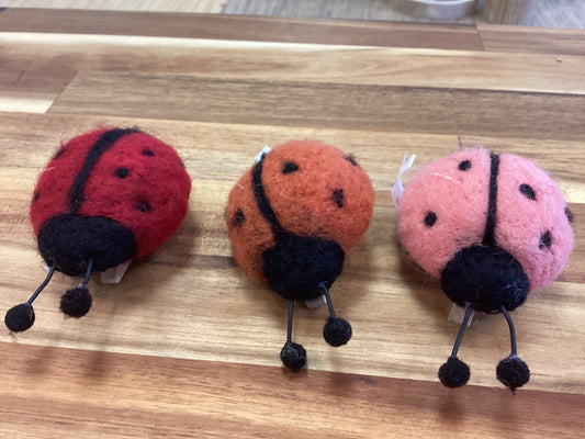 Felt ladybug clip on ornament