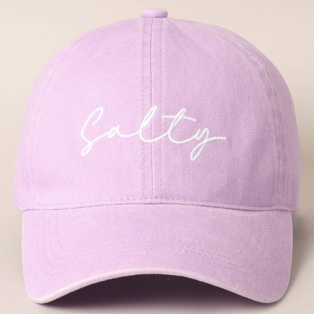 Salty Lettering Embroidery Baseball Cap: One Size / MINT
