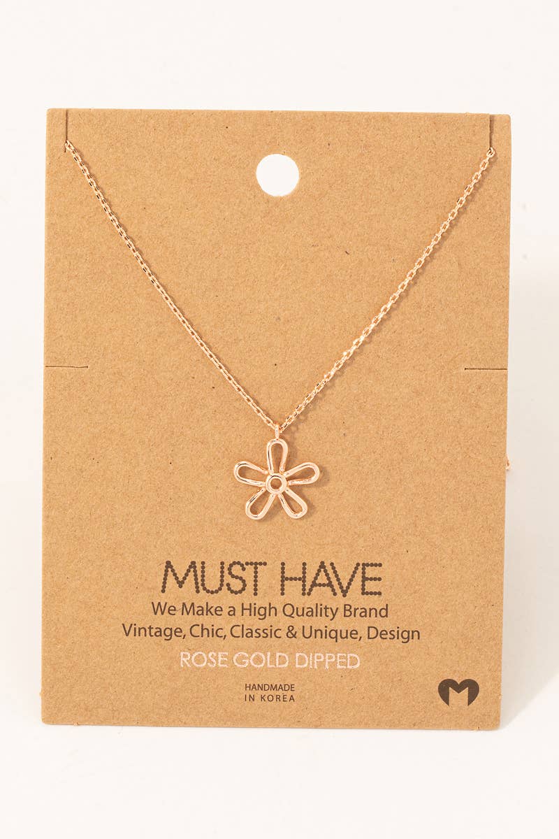 Gold Dipped Wire Flower Necklace: Silver
