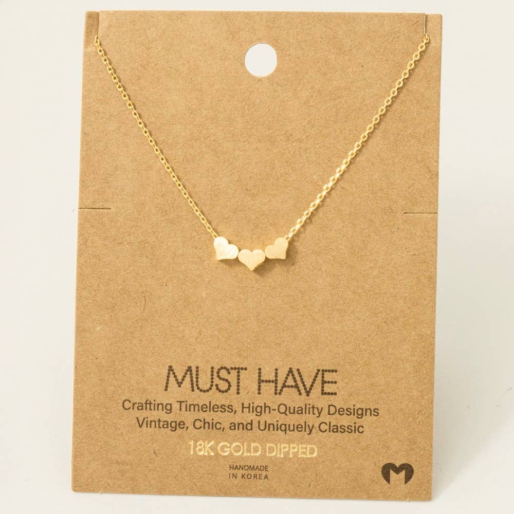 Three Dainty Hearts Necklace: Silver