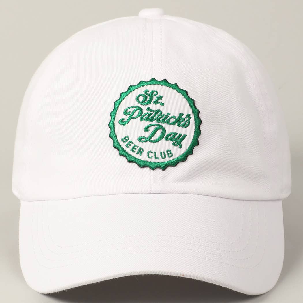 St. Patrick's Day Beer Club Embroidery Patch Cap: Green / ONE SIZE
