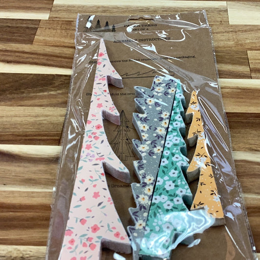 Floral Paper Folding Trees set of 4