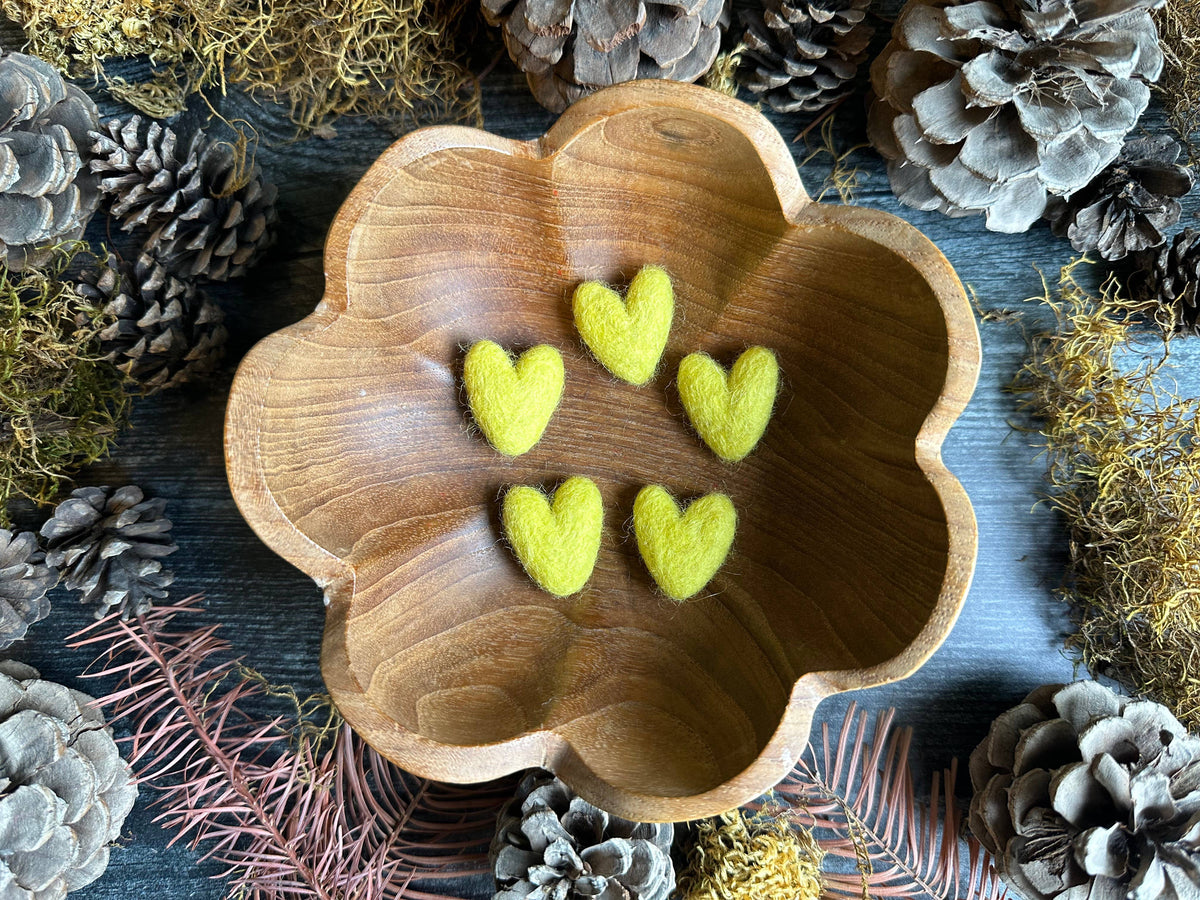 Wool Heart | Felted Wool Mini Decor | 23 Colors: Jasper Green