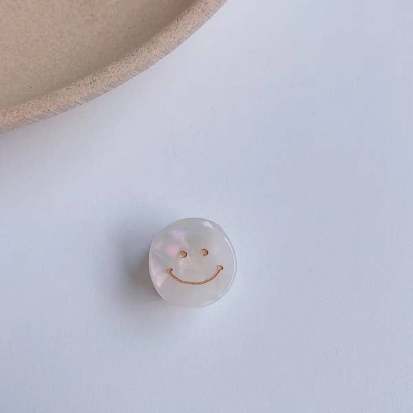 Smiley Face Grab Hair Clip: White