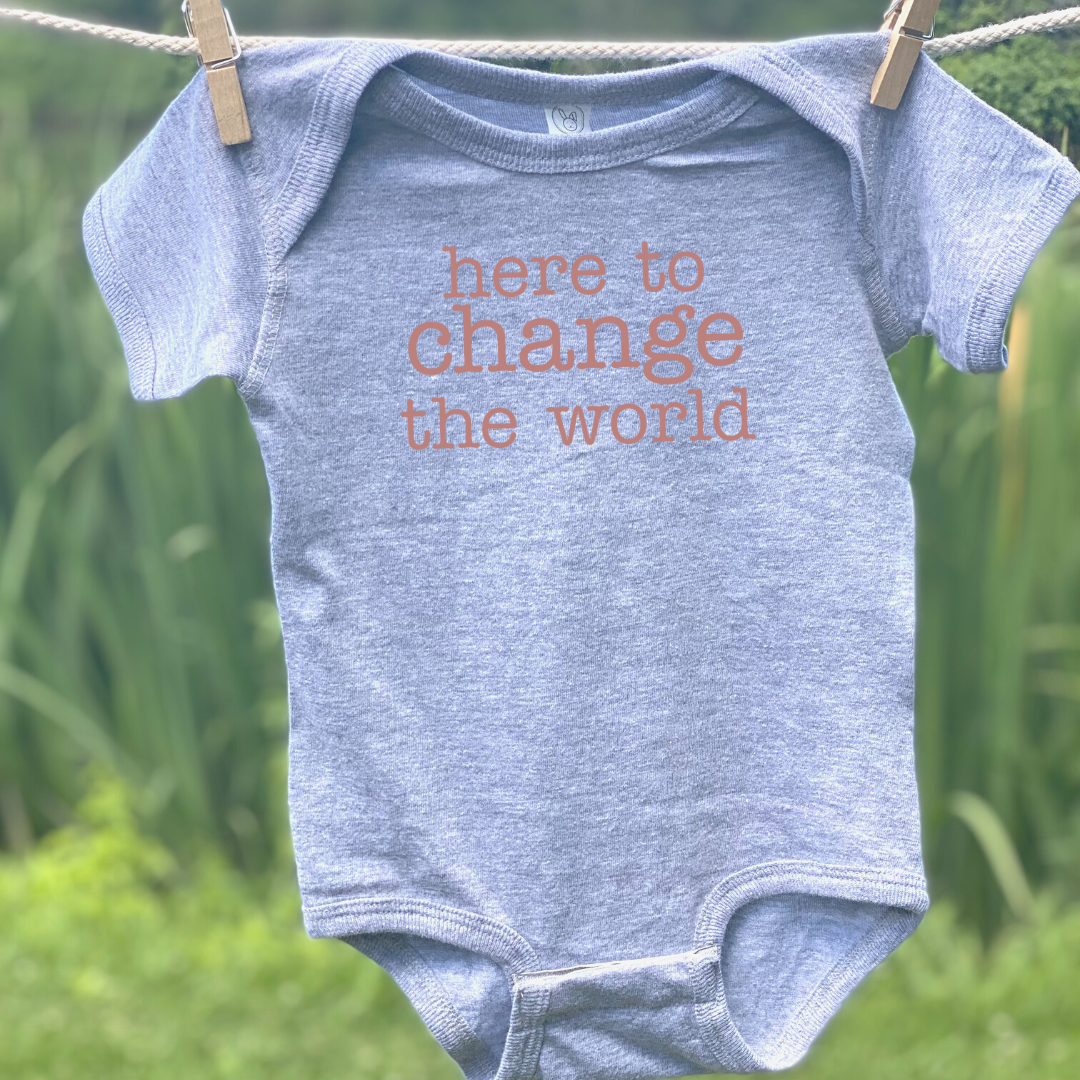Here to Change the World Baby Bodysuit: White / 12 month