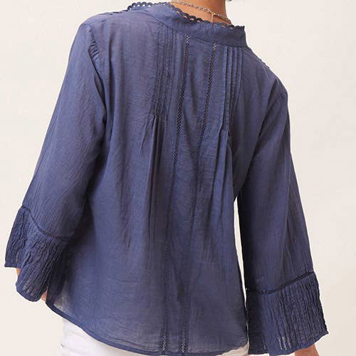 EASY Blouse, Navy Cotton: S
