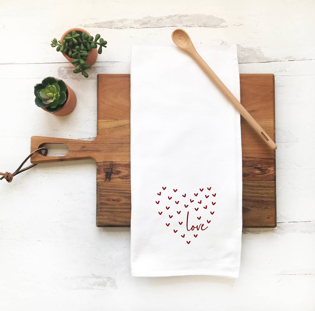 Valentines Day Tea Towel, Hearts & Love