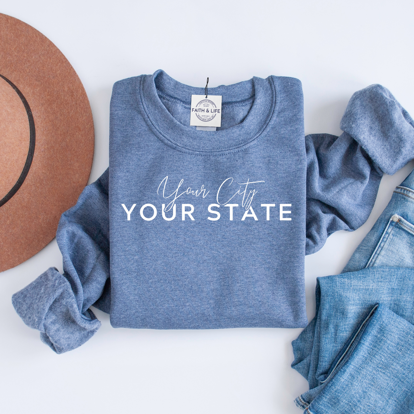 Custom Rochester, NY Sweatshirt: Medium…Heather Maroon