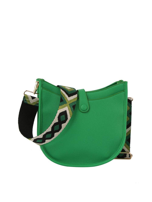 Structured crossbody with guitar strap: Kelly Green