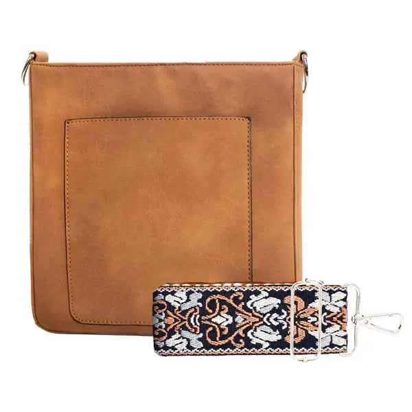 ASHLEY SUEDE VEGAN LEATHER CROSSBODY: CAMEL 2