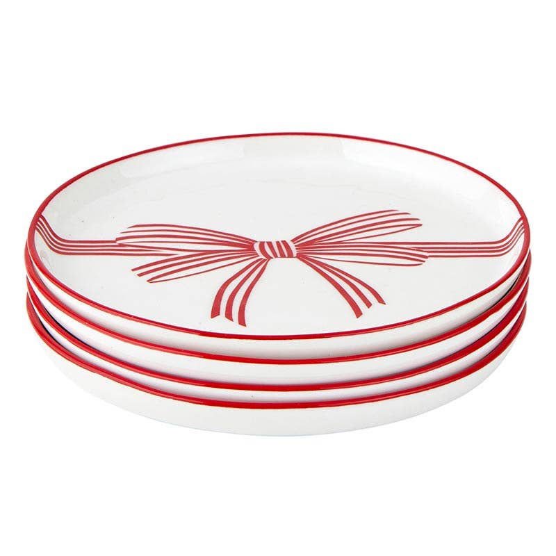 Red Bow Appetizer Plates - Holiday Love - individual