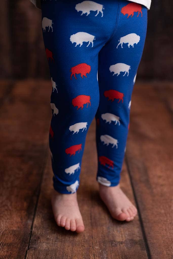 Kid's Red and Blue Buffalo Leggings: Kid's Large/X-Large
