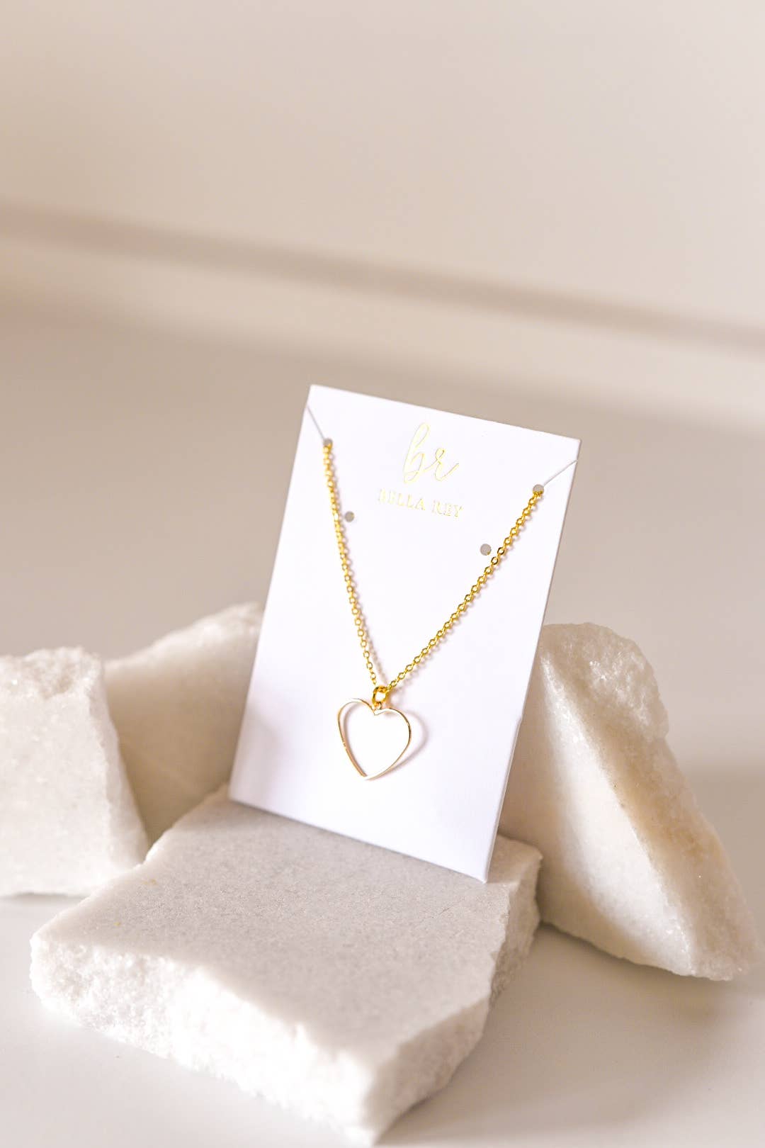 Dainty heart charm necklace 18k gold plated