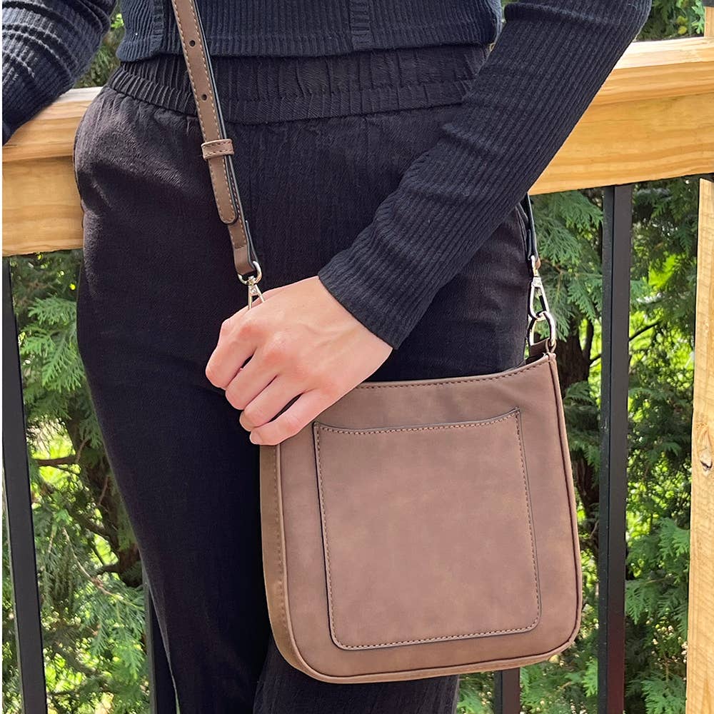 🍁 ASHLEY SUEDE VEGAN LEATHER CROSSBODY: FIRE RED