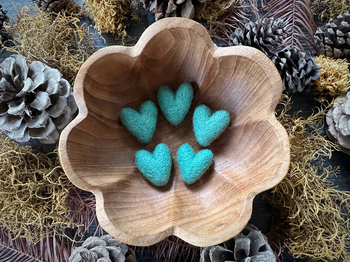 Wool Heart | Felted Wool Mini Decor | 23 Colors: Jasper Green