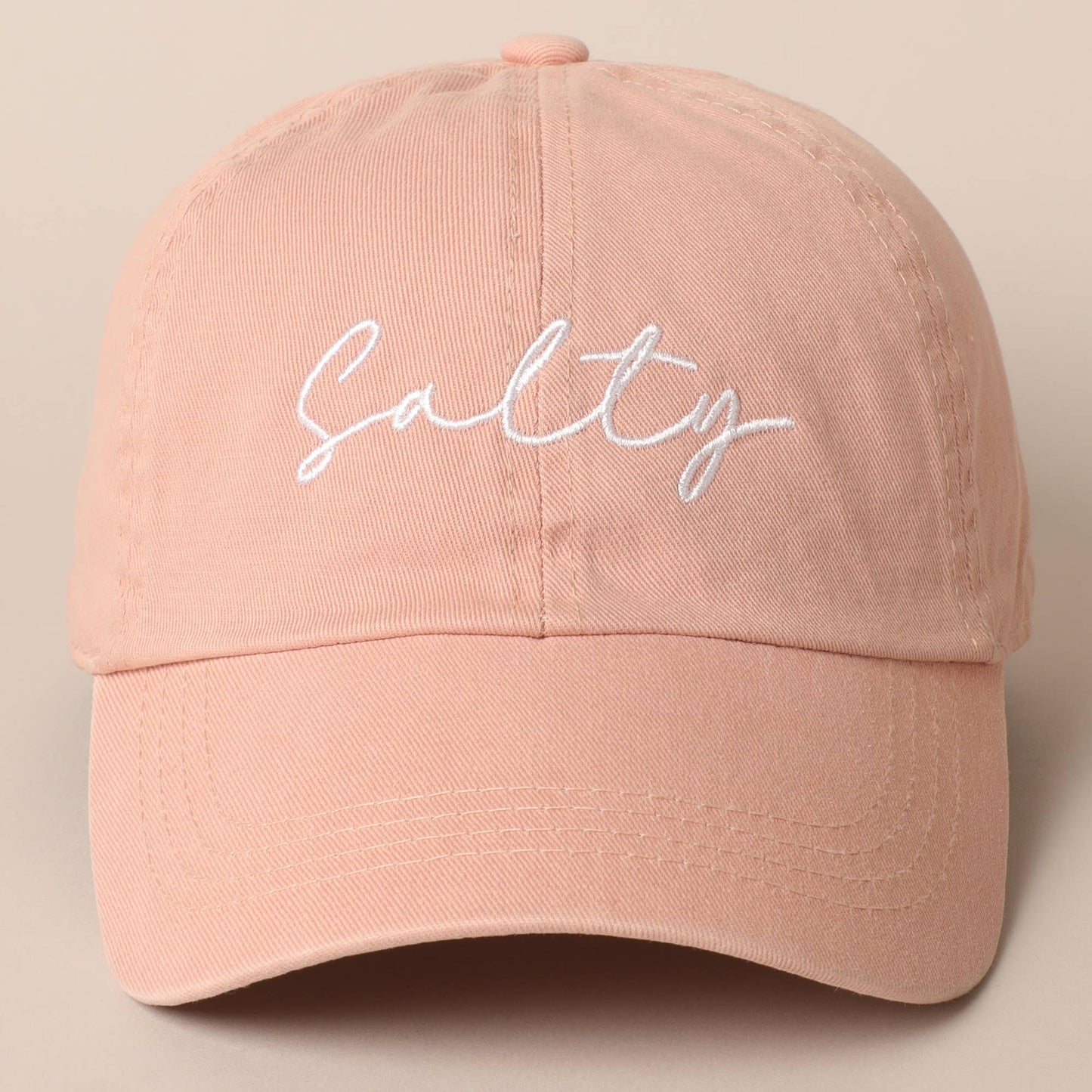 Salty Lettering Embroidery Baseball Cap: One Size / MINT
