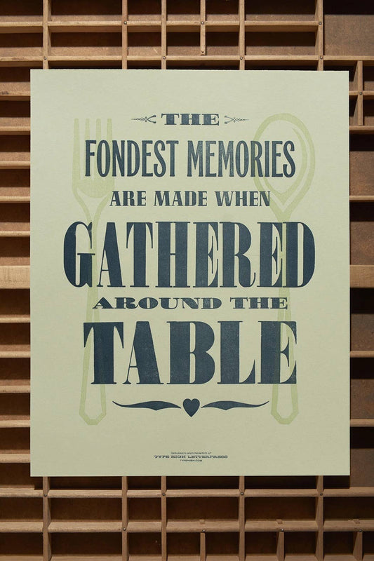 Fondest Memories 11 x 14 Letterpress Poster