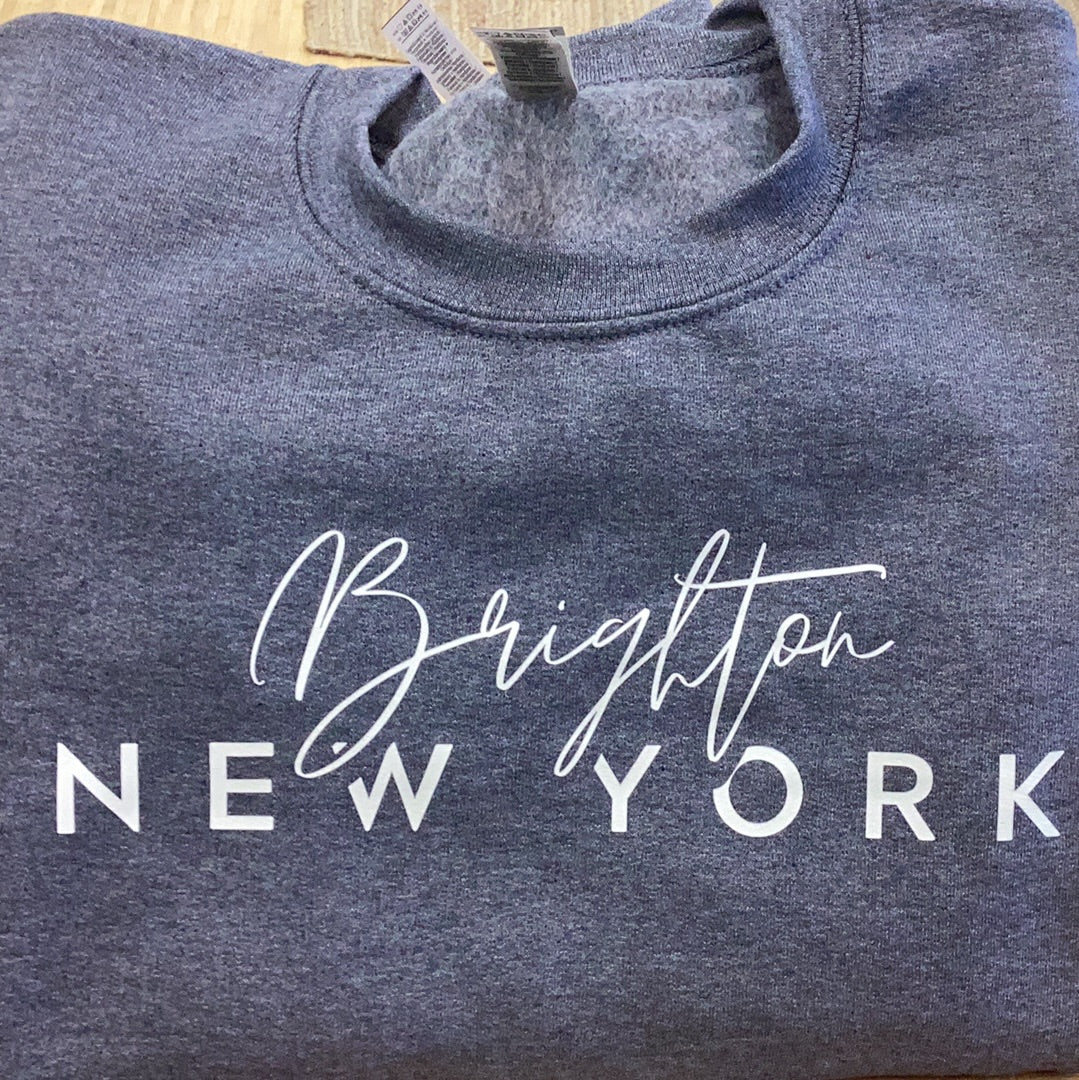 Custom Brighton NY Sweatshirt: Large…Heather Navy