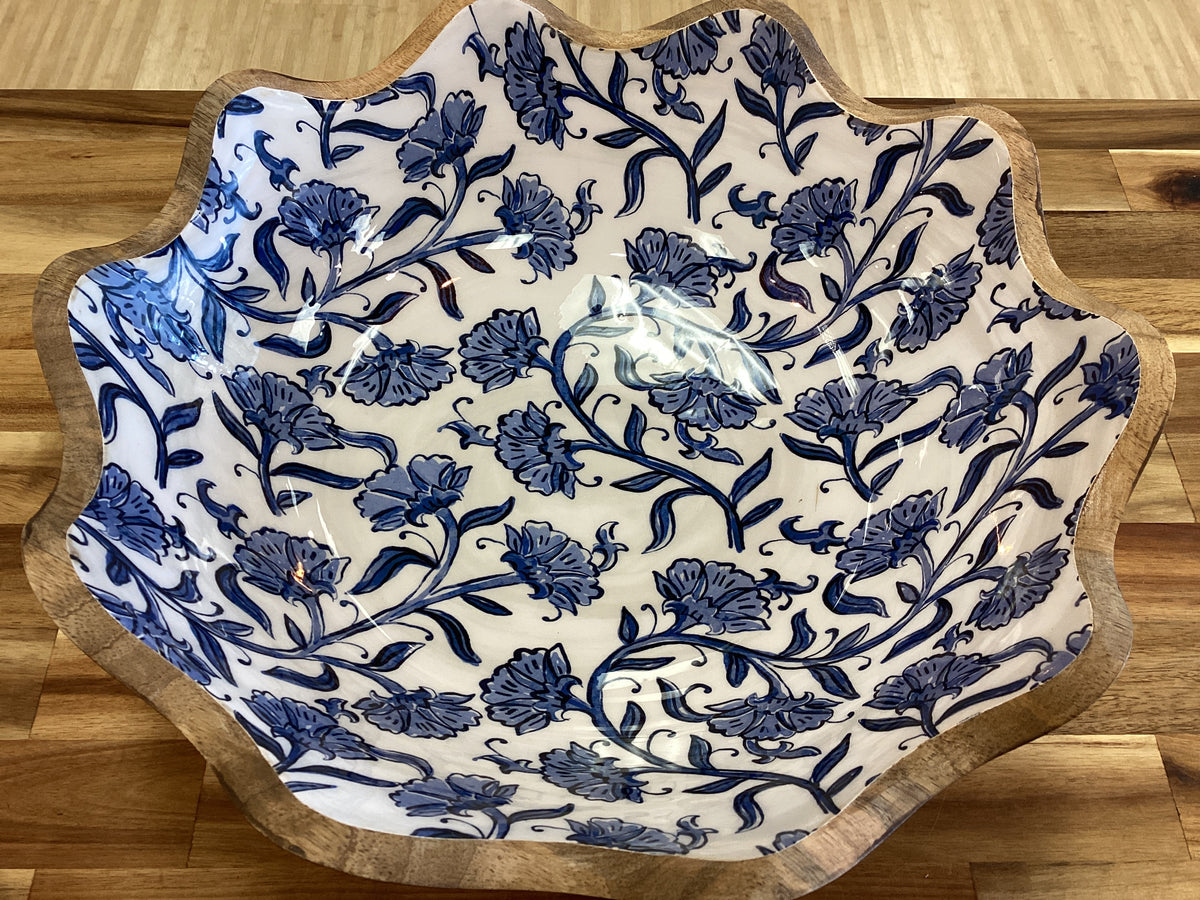 Block print enamel bowl,large