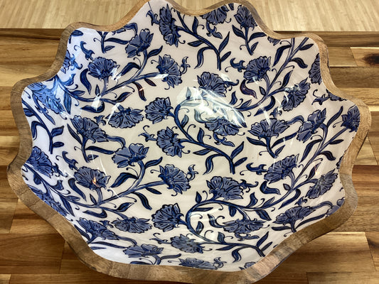 Block print enamel bowl,large