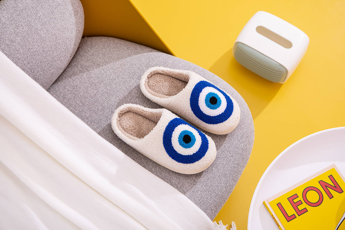 Evileye Illustrated Soft Fluffy Comfy Warm House Slipper: Large