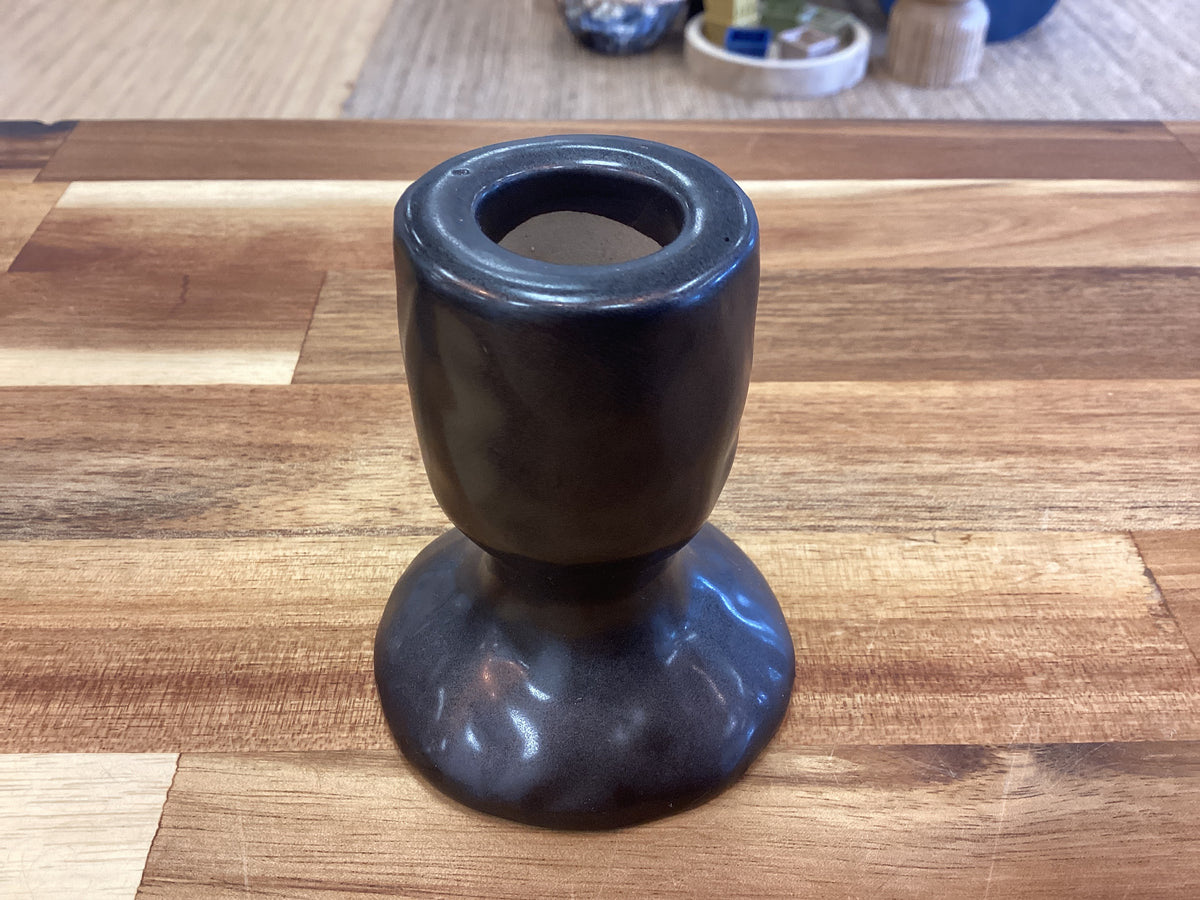Stoneware taper holders black 3 sizes