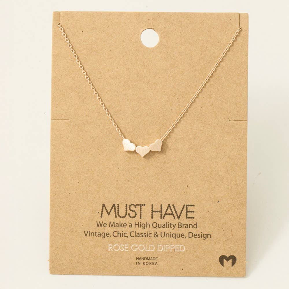 Three Dainty Hearts Necklace: Silver