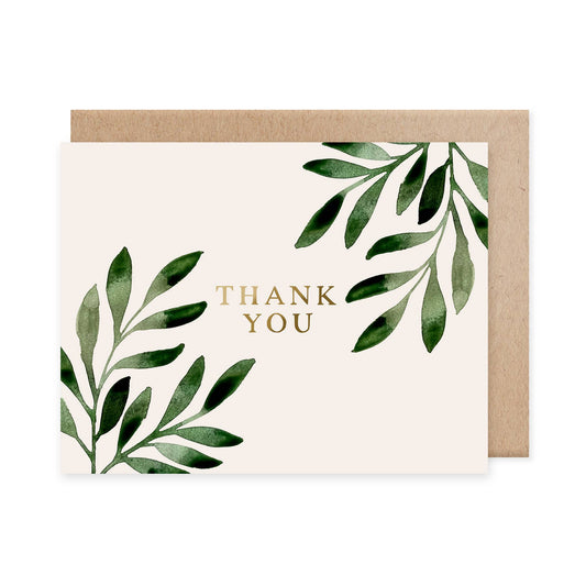 Green Foliage Thank You Card: Single