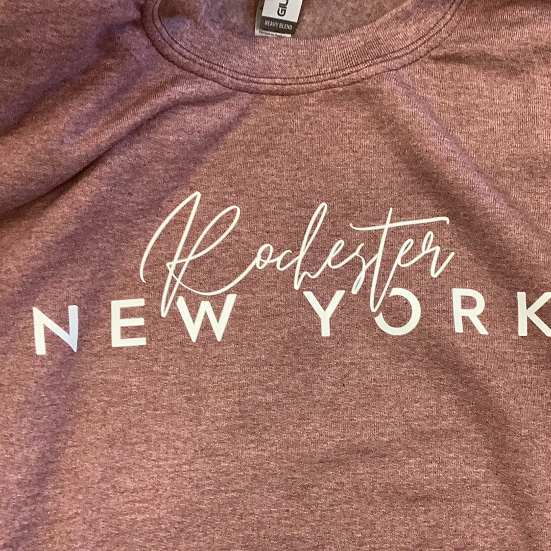 Custom Rochester, NY Sweatshirt: Large…Heather Maroon
