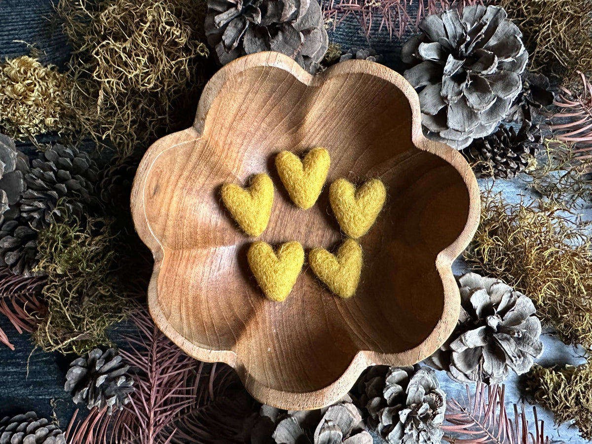 Wool Heart | Felted Wool Mini Decor | 23 Colors: Jasper Green