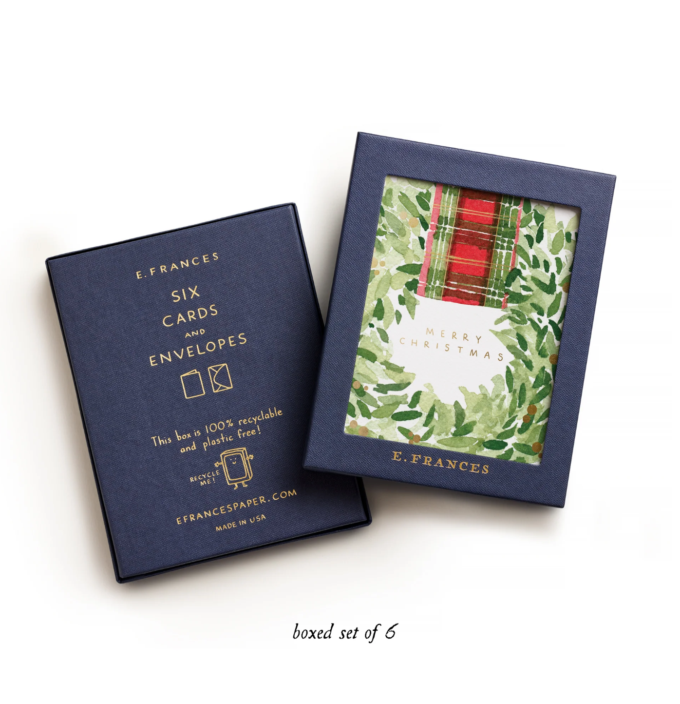 Plaid Ribbon Wreath | Christmas Cards (Boxed Set of 6): 4.25 X 5.5 INCHES