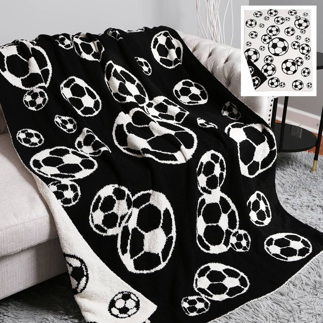Soccer Ball Throw Blanket: Black