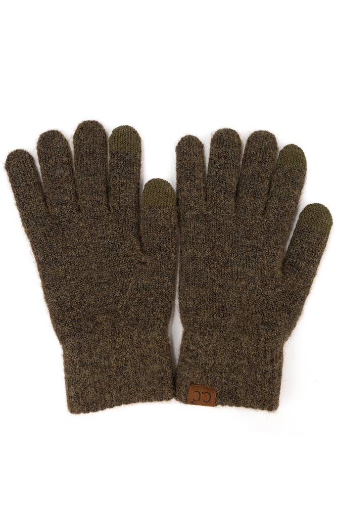 C.C Heather Knit Plain Gloves: Wine