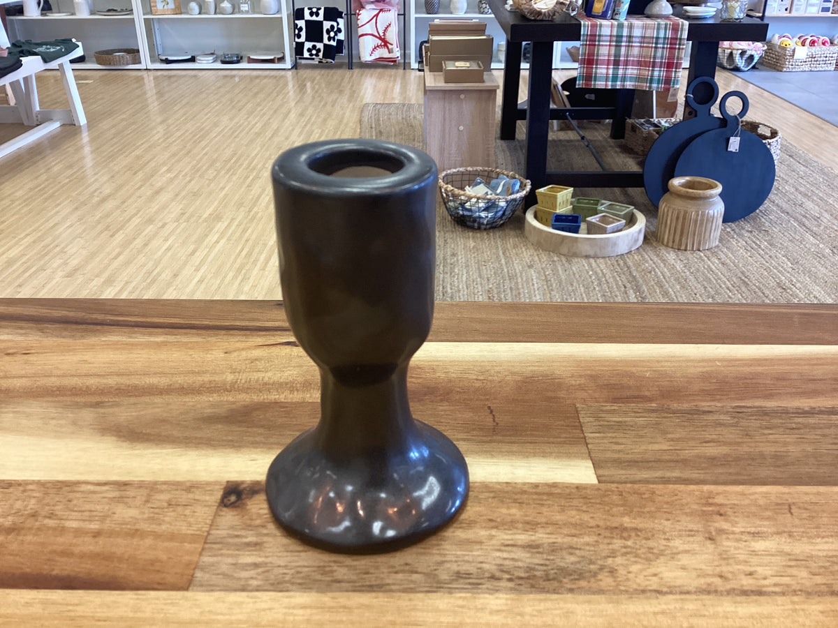Stoneware taper holders black 3 sizes