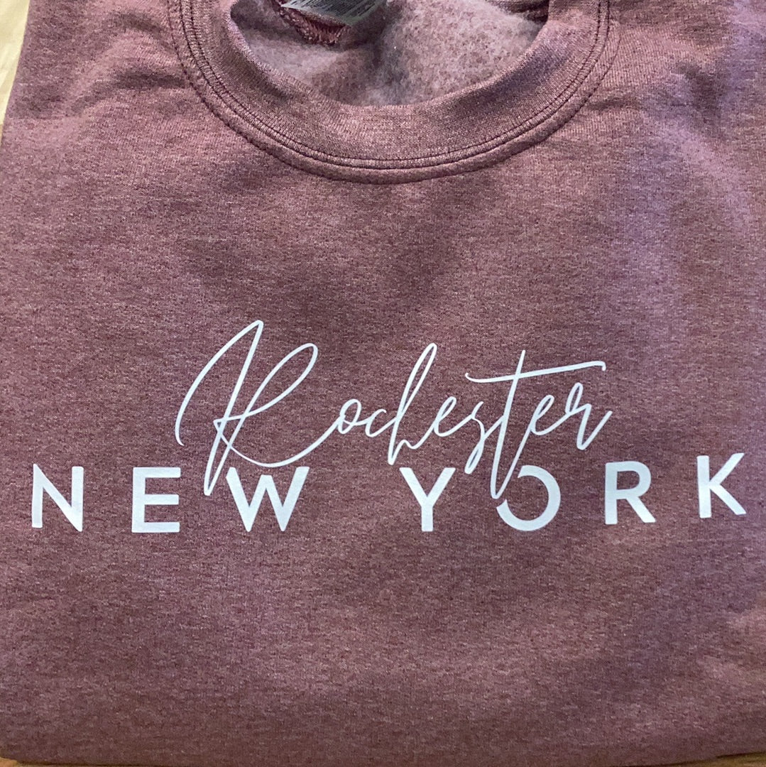 Custom Rochester, NY Sweatshirt: XL…Heather Maroon