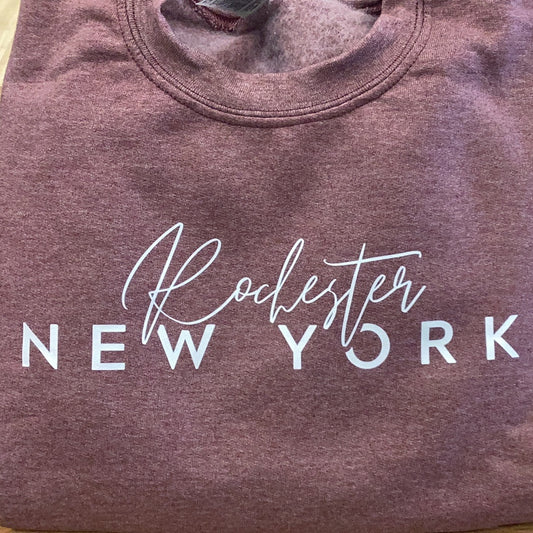 Custom Rochester, NY Sweatshirt: XL…Heather Maroon