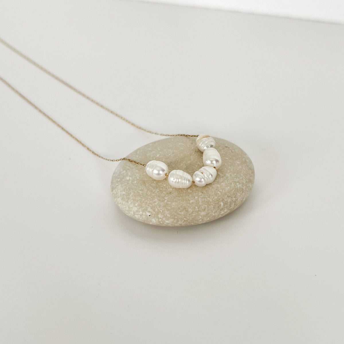 Dainty Freshwater Pearls Necklace, Waterproof, Gold