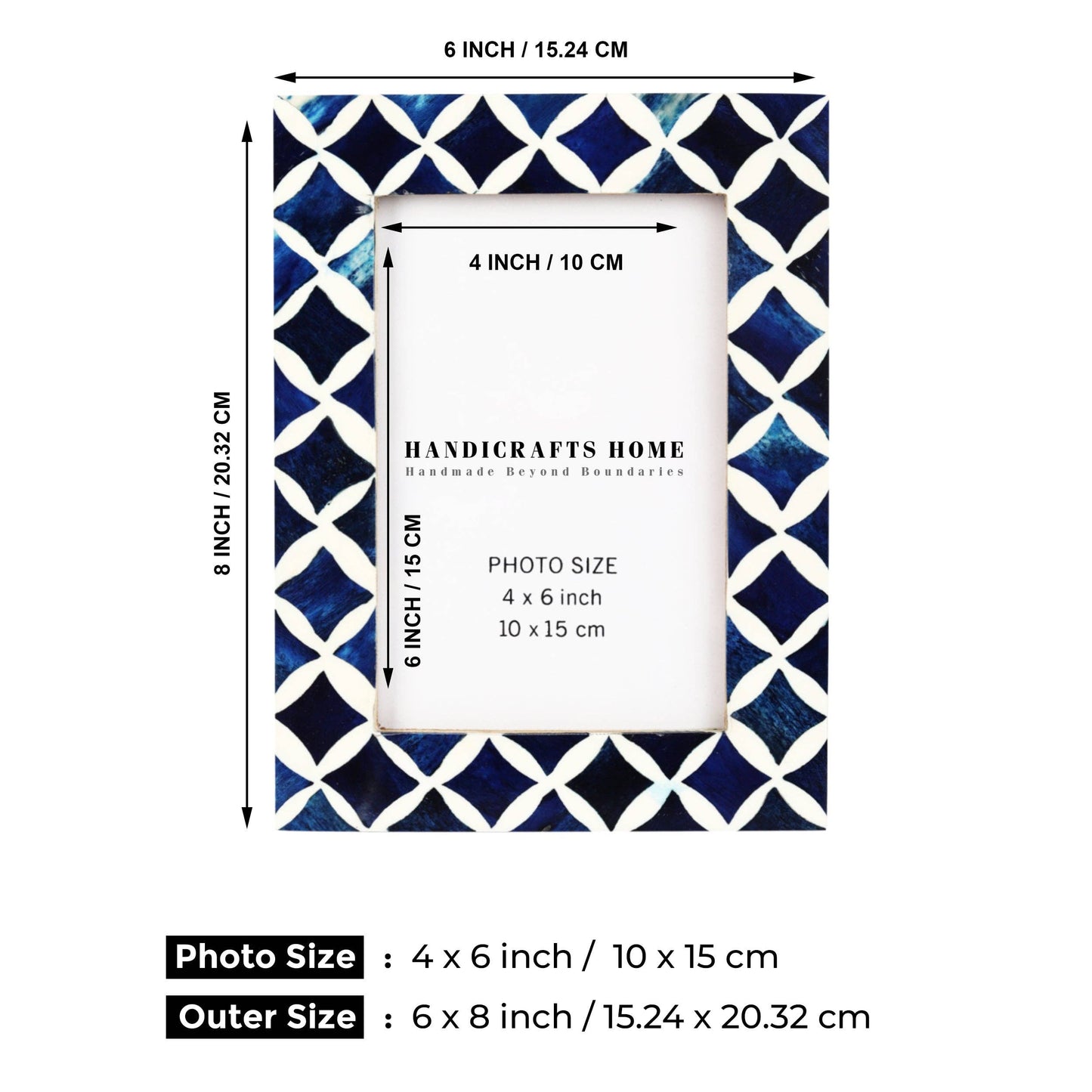 Photo Frame Indigo Blue & White 4X6 Inch: Indigo-5