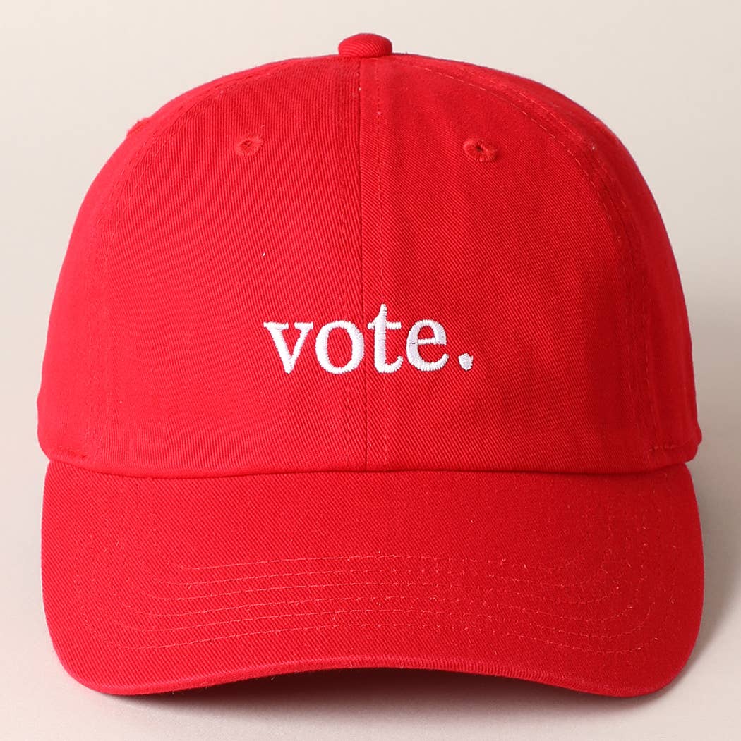 Vote Letter Graphic Embroidered Baseball Cap: ROYAL BLUE / ONE SIZE