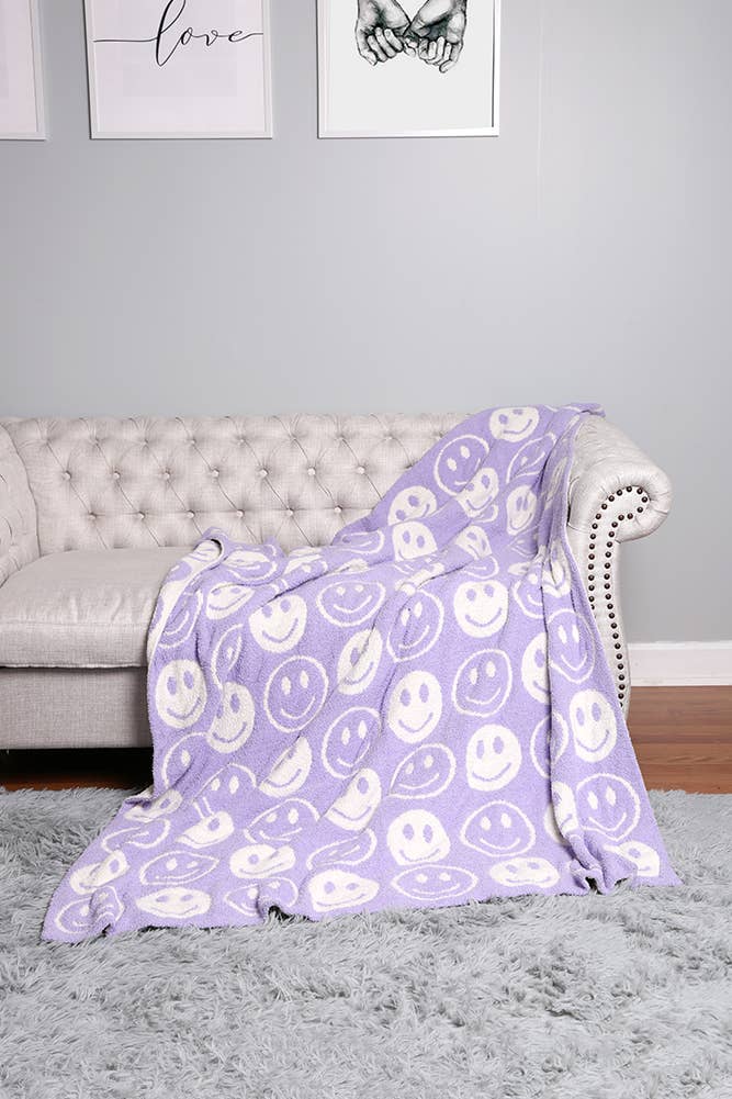 Happy Face Throw Blanket: Yellow