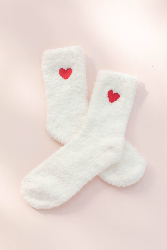 Valentine's white with red Heart Socks