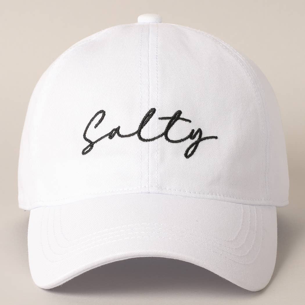 Salty Lettering Embroidery Baseball Cap: One Size / MINT